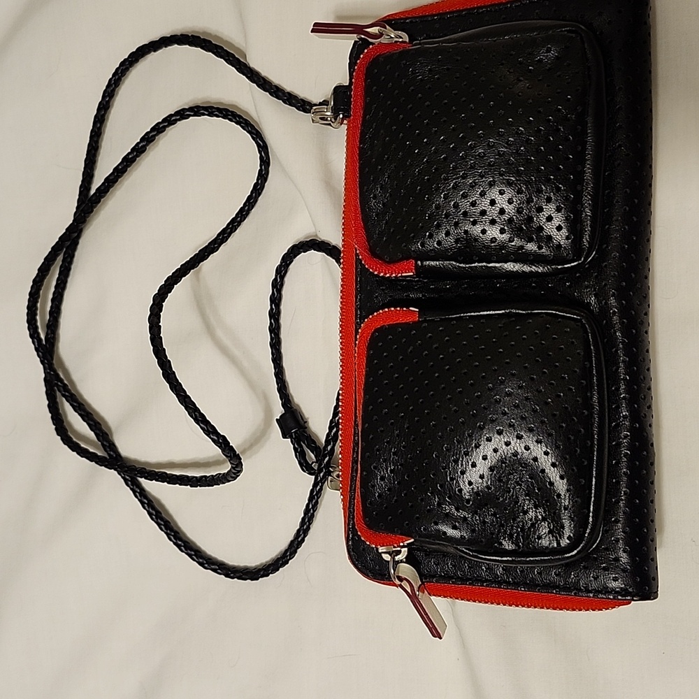 MZ Wallace Red And Black Crossbody Wallet